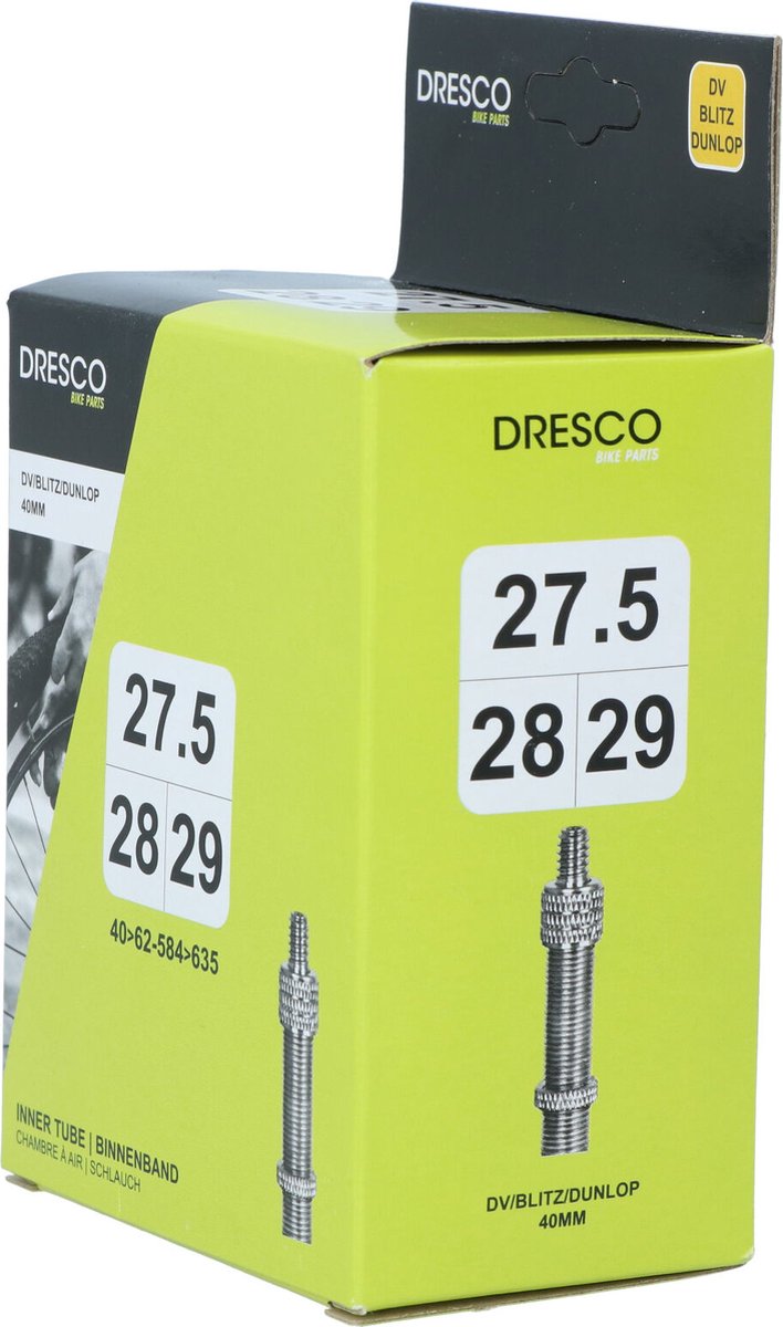 Dresco Binnenband - Voor 27.5/28 & 29 inch - ETRTO maat 40/62-584/635 - Dunlop (Hollands) ventiel - Ventielhoogte 40mm - Geschikt voor meerdere bandenmaten van Dresco — afbeelding 4