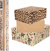 6x Rollen kraft inpakpapier jungle/panter pakket - dieren/luipaard/bruin 200 x 70 cm - cadeau/verzendpapier