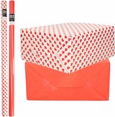 6x Rollen kraft inpakpapier liefde/rode hartjes pakket - rood 200 x 70 cm - cadeau/verzendpapier