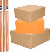 10x Rollen kraft inpakpapier/kaftpapier pakket bruin/geel 200 x 70 cm/cadeaupapier/verzendpapier/kaftpapier