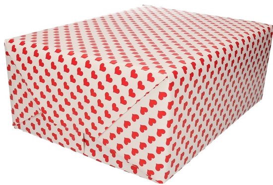 Verjaardag inpakpapier / Cadeaupapier hartjes print 31 x 69 cm rol /  Verjaardag kadopapier / Cadeaupapier