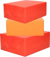 4x Rollen kraft inpakpapier rood en oranje 200 x 70 cm - cadeaupapier / kadopapier / boeken kaften