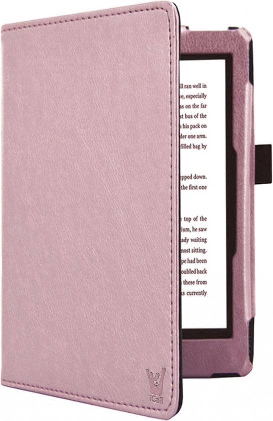 Hoes geschikt voor Kobo Libra 2 - Book Case Premium Sleep Cover Leer Hoesje met Auto/Wake Functie - Roze
