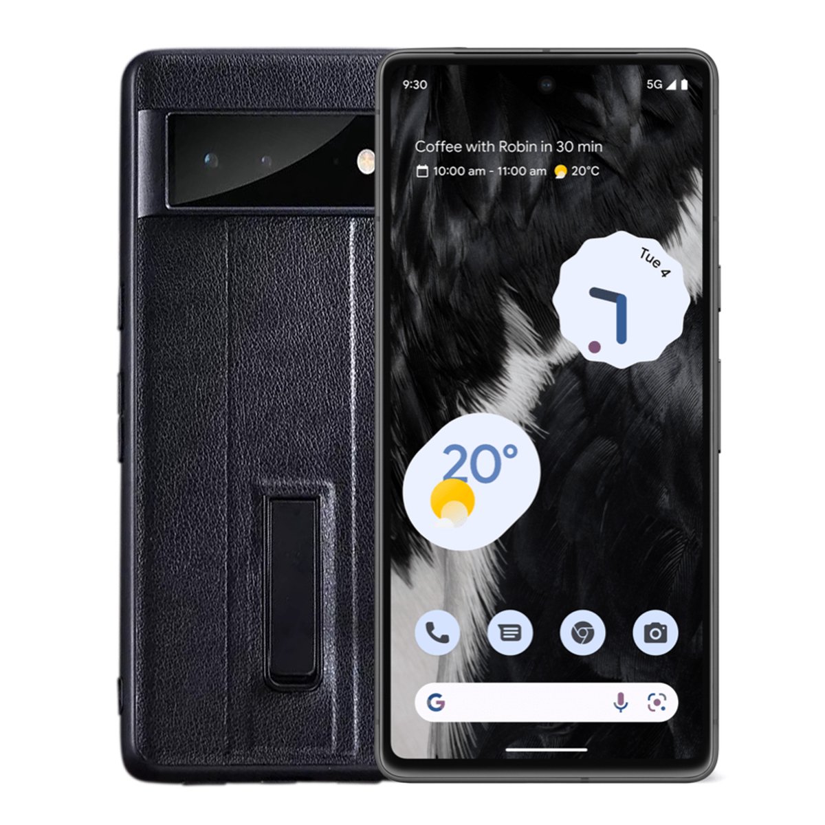 Google pixel 7 pro - luxe kunstleren telefoonhoesje - zwart - met glazen screenprotector