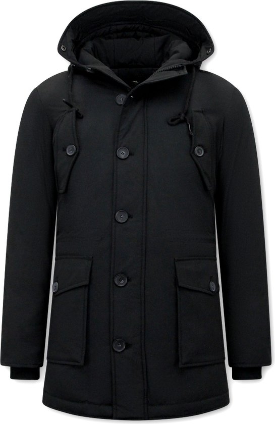 Heren Winterjassen - Lange Jas Heren - Parka heren - 8202 - Zwarte Jas
