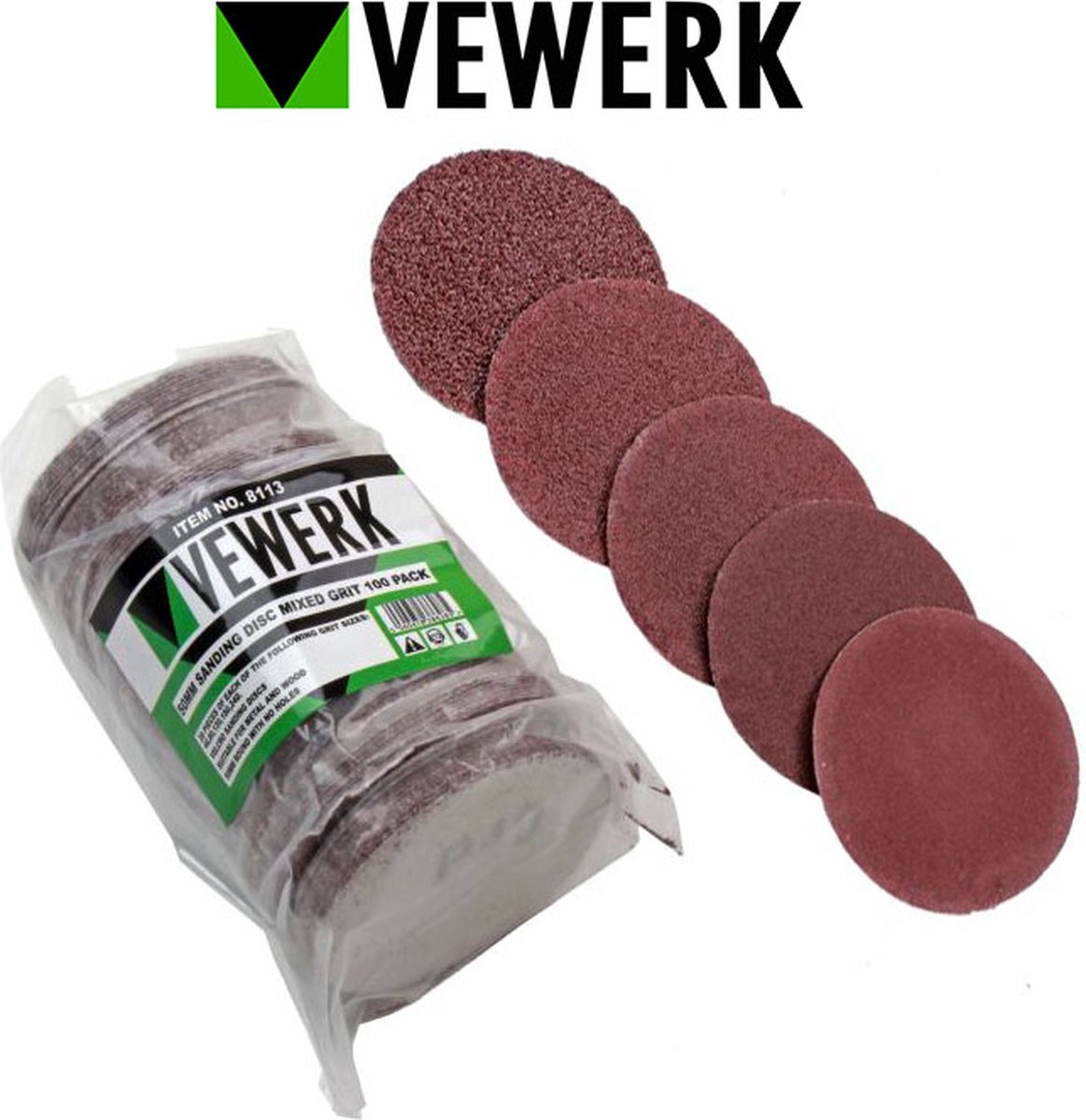 Velcro schuurschijven met klitteband 50 mm verschillende korrel groftes 100 stuks