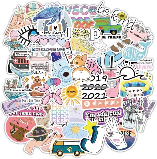 VSCO stickers - 100 stickers - VSCO - Aesthetic stickers - VSCO girl - Bullet journal producten - Bullet journal stickers - Stickers volwassenen - Stickers kinderen - Laptop stickers - HobbySter
