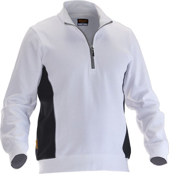 Jobman 5401 Halfzip Sweatshirt 65540120 - Wit/zwart - S