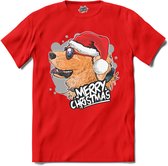 Merry christmas kerst labrador - T-Shirt - Meisjes - Rood - Maat 12 jaar