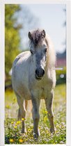 Deursticker Paard - Bloemen - Licht - 90x205 cm - Deurposter
