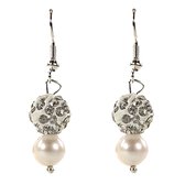 Zoetwater parel oorbellen Maxima - echte parels - sterling zilver (925) - wit - stras stenen - luxe sieraden zakje - parel oorbellen dames