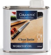 Ciranova Worktop Oil Clear Satin - Finition parfaite pour les plans de travail en bois en contact avec les aliments - 500 ml satin