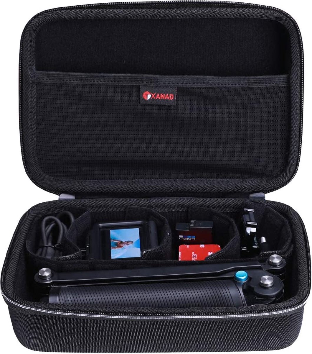 Draagtas, afneembare harde koffer voor actiecamera's van alle maten, compatibel met GoPro Hero 10, 9, 8, 7, 2018, 6, 5 beschermhoes voor camera en accessoires