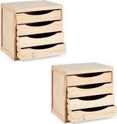 Kipit - Kantoor organiser ladeblokken hout 2x stuks - 39 x 30 x 38 cm - 5x lades