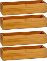 Kinvara- Kast/lade/make-up organizers 4x stuks bamboe bakje 23 x 7 x 5 cm