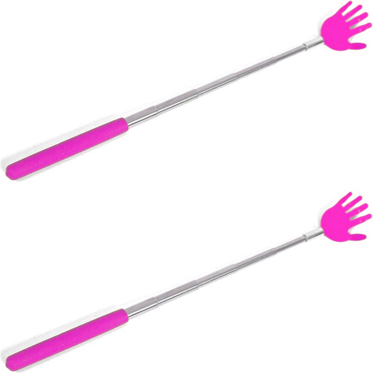 Goedkoopste Gerim - Stevige handjes ruggenkrabber - 2x stuks - uitschuifbaar tot 65cm - roze