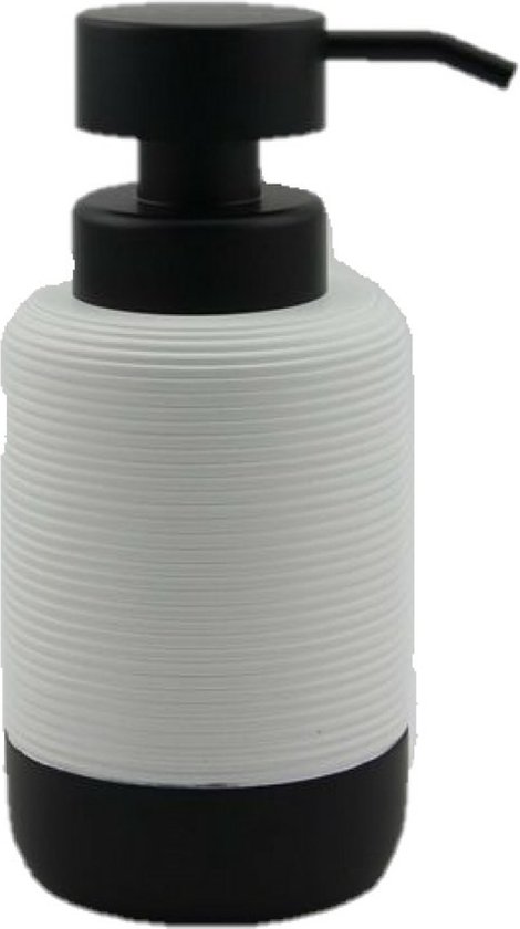 Articles - Pompe/distributeur de savon - classique - blanc/noir - céramique - 10 x 17 cm
