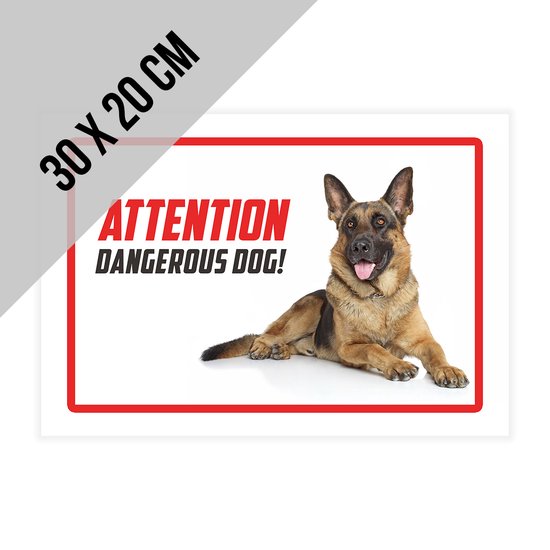 Panneau ATTENTION CHIEN MECHANT (Berger Allemand Danger de garde Stock  Vector