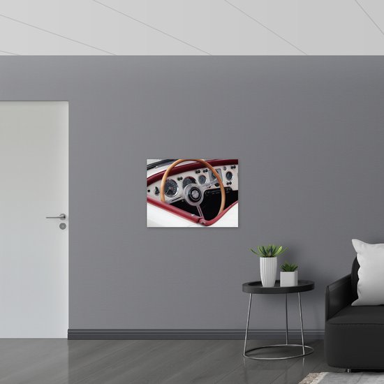 WallClassics - Verre acrylique - Volant marron d'une vieille voiture - Photo 80x60 cm sur verre acrylique (Décoration murale sur acrylique)