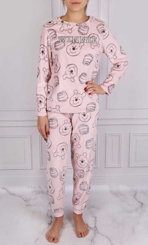 Winnie the Pooh Disney - Dames roze pyjama, fleece pyjama, lange mouwen, warm / S - Disney