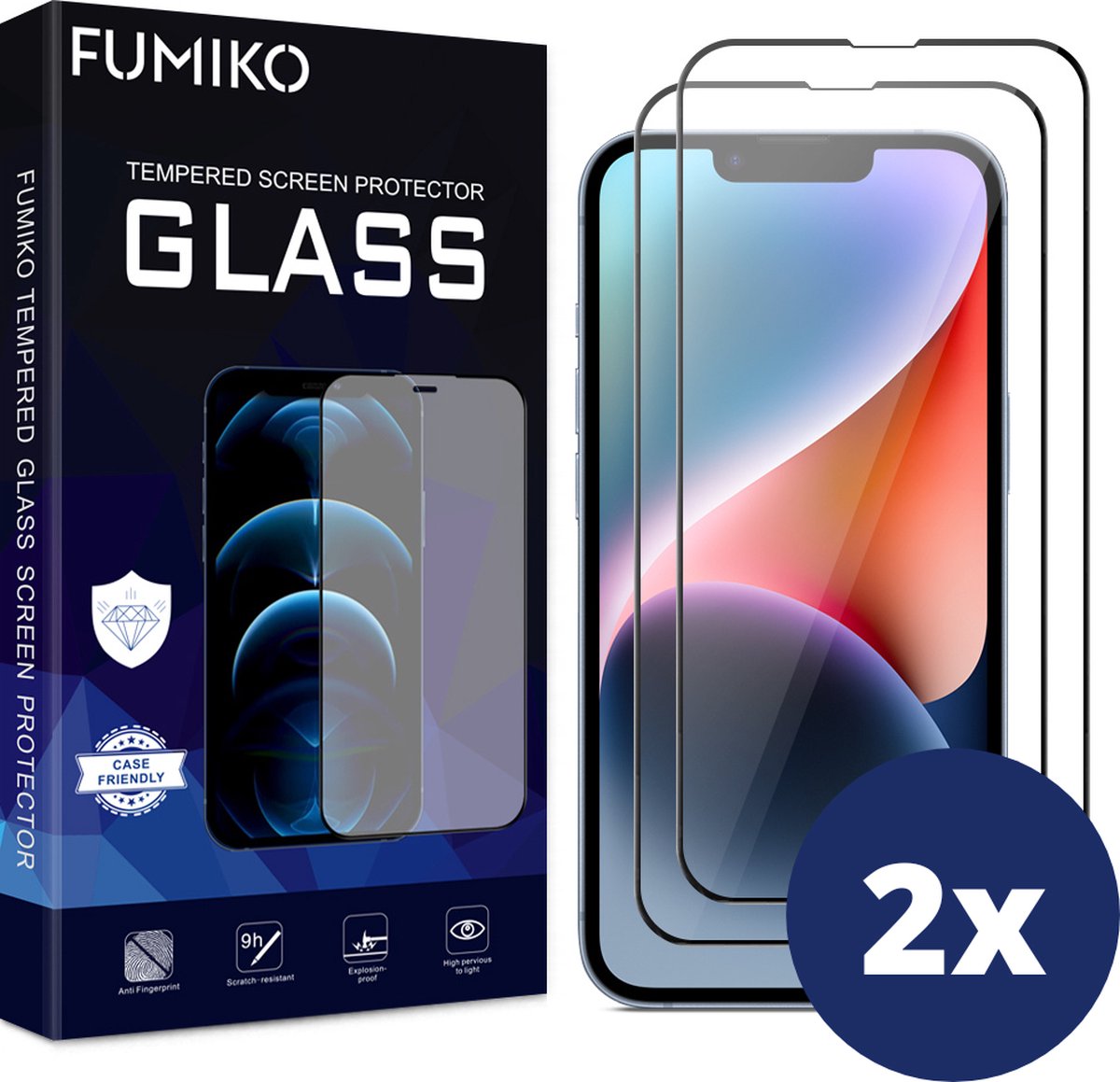 FUMIKO Screenprotector iPhone 14 - Screen Protector Beschermglas - 2 Stuks