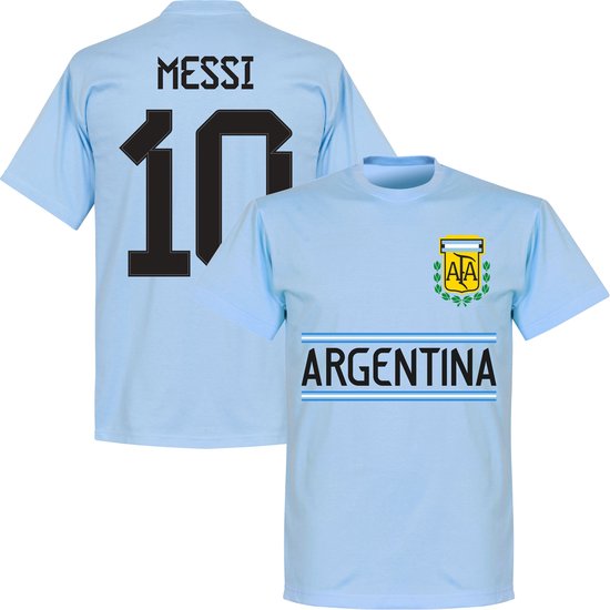 Argentinië Messi 10 Team T-Shirt - Lichtblauw - L