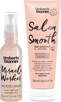 Umberto Giannini Salon Smooth Haarverzorging Geschenkset - Voor Dof/Pluizig Haar - Shampoo & Anti-Frizz Serum - Vegan & Dierproefvrij - Cadeau Vrouw