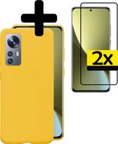 Hoesje Geschikt voor Xiaomi 12 Pro Hoesje Siliconen Case Met 2x Screenprotector - Hoes Geschikt voor Xiaomi 12 Pro Hoes Siliconen - Geel