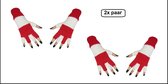 2x Paar vingerloze handschoen wit/rood Milano - Feest festival thema feest party optocht themafeest