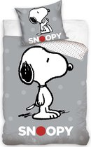 Snoopy Dekbedovertrek 140 x 200 Cm Grijs - Katoen - 70 x 90 cm