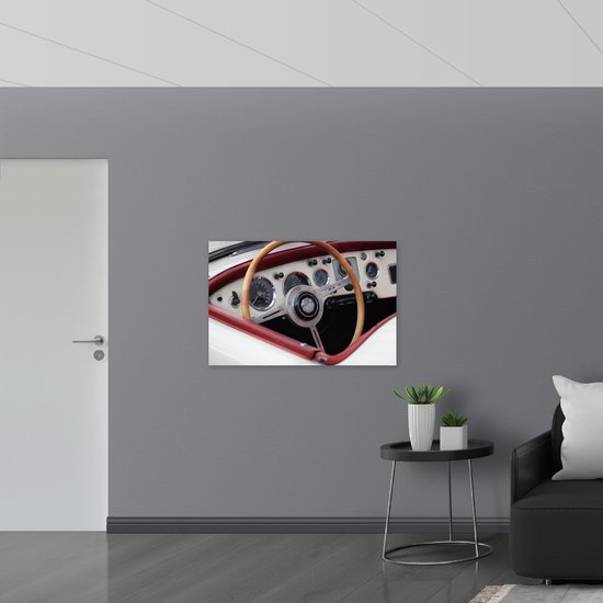 WallClassics - Verre Acrylique - Volant Marron de Vieille Voiture - 105x70 cm Photo sur Verre Acrylique (Décoration murale sur Acrylique)