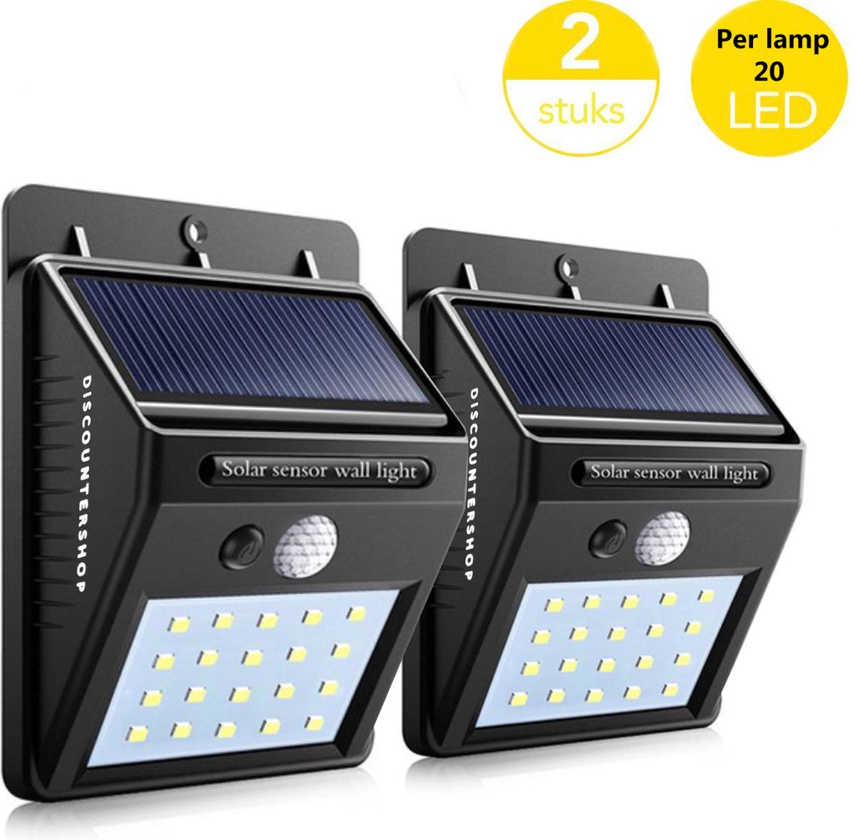 2x Automatische Solar LED lamp - 40 LED - Bewegingssensor - Zonne-energie - Tuinverlichting voor hek en wand