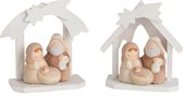 J-Line Kerststal Hout/Poly Creme Small Ass2 - 2 stuks