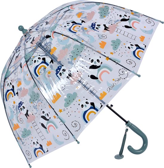 Juleeze Paraplu Kind Ø 65x65 cm Blauw Kunststof Panda Regenscherm