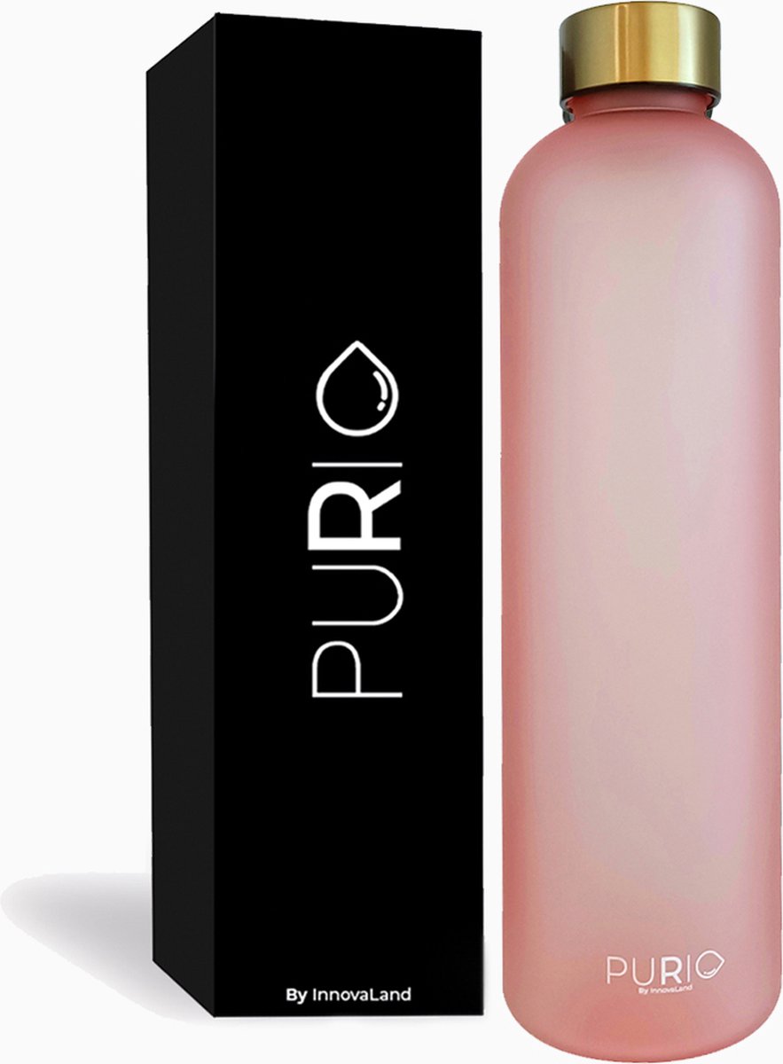 Innovaland Luxe Motivatie Waterfles Roze 1 Liter Drinkfles - BPA Vrij - Volwassenen - Kinderen - Fitness