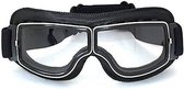 CRG Cruiser Motorbril - Zwart Leren Motorbril - Retro Motorbril Heren - Helder Glas