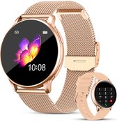 Fance Smartwatch - Rosé goud - Smartwatch Dames & Heren - HD Touchscreen - Horloge - Stappenteller - Bloeddrukmeter - Saturatiemeter - IOS & Android - Black friday 2023 deals