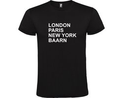 Zwart T-shirt 'LONDON, PARIS, NEW YORK, BAARN' Wit Maat 5XL