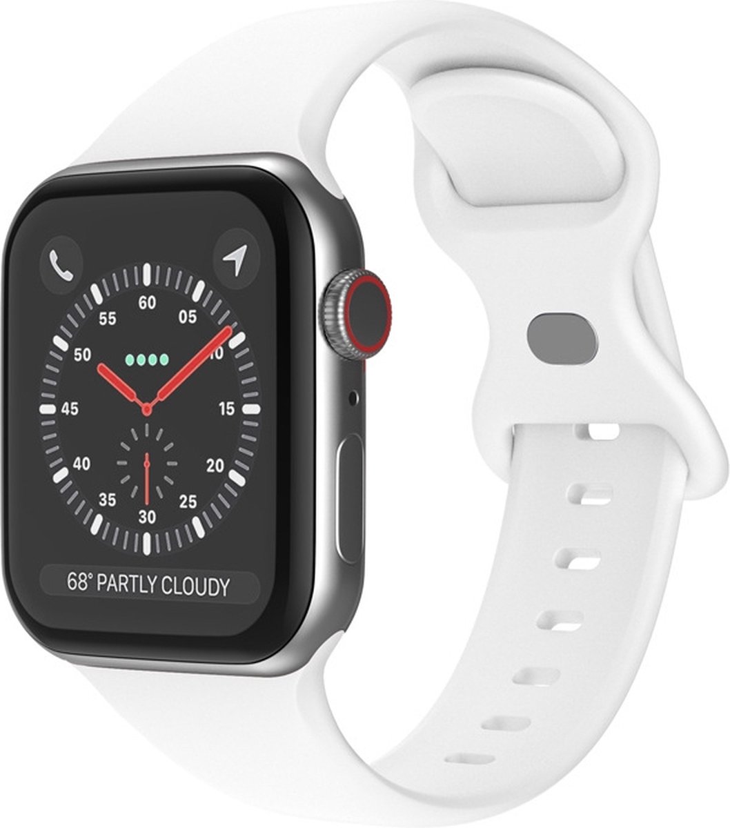 Geschikt voor Apple Watch Bandje 42/44/45mm - Siliconen Vlinder - Wit S/M