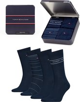 Tommy Hilfiger Sock Tin Giftbox (4-pack) - heren sokken - donkerblauw - Maat: 43-46