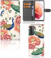 Telefoonhoesje met Pasjes geschikt voor Samsung Galaxy S21 Pink Peacock