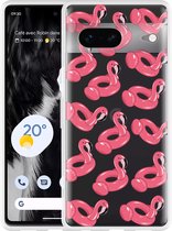 Google Pixel 7 Hoesje Inflatable Flamingos - Designed by Cazy