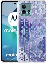 Motorola Moto G72 Hoesje Paars Hexagon Marmer - Designed by Cazy