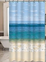 Douchegordijn 180x180 cm met ringen - Strand zee print