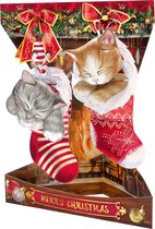 3D Swing Pop-up Kerst Wenskaart met envelop – Christmas Kittens