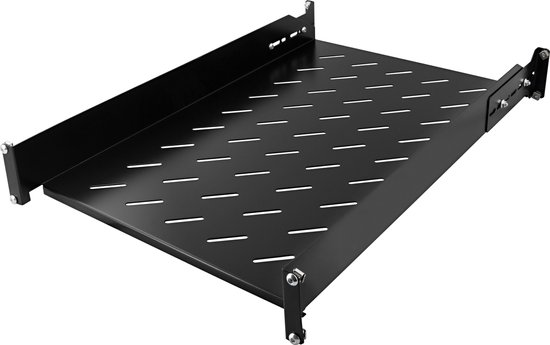 2U Uitschuifbare plank 19 inch, geschikt voor toetsenbord en muis, zwart