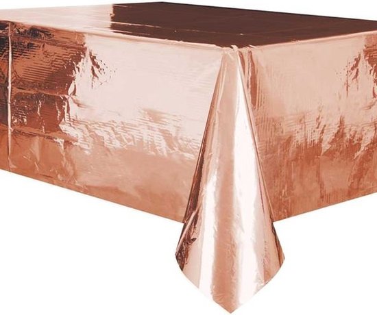 Foto: Tafelkleed rose goud 137 x 274 cm folie tafellaken tafeldecoratie rechthoekig tafeldecoratie feestversiering