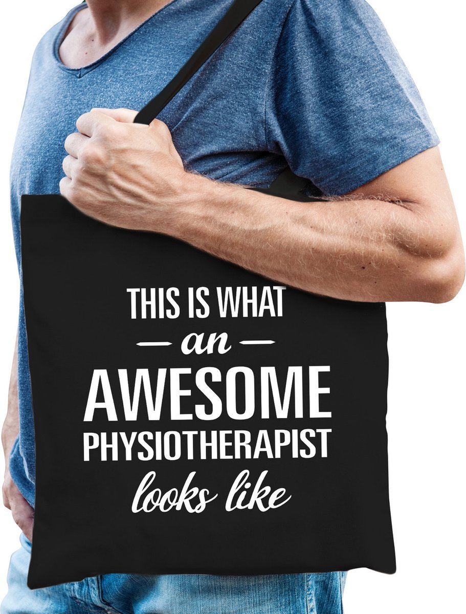 Awesome physiotherapist - geweldige fysiotherapeut - cadeau tas - zwart - dames en heren