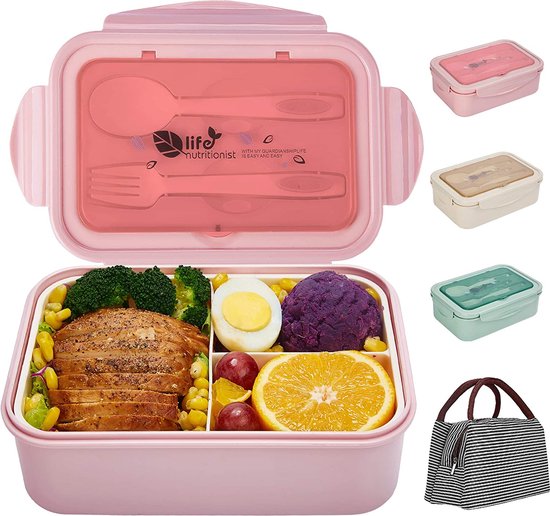 thumbnail: Carl Oscar Lunchbox Met Koelelement - Bento Box 0,9L + 0,22L, Bestek In Deksel | BPA-vrij, Roze