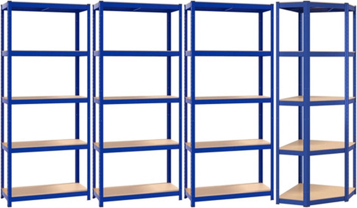 vidaXL Opbergrek 5-laags 4 st staal & bewerkt hout blauw